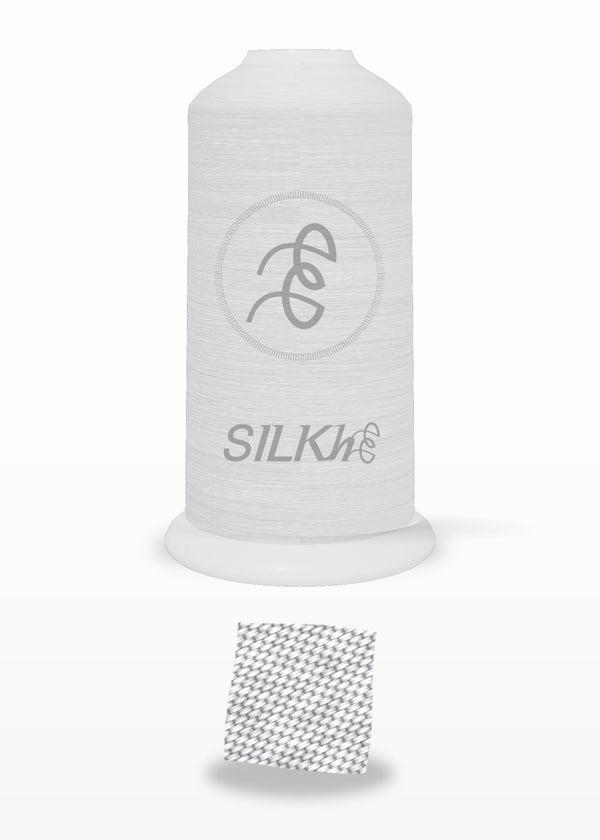 SILKhee 5002 Bright White polyester embroidery thread 40wt cone