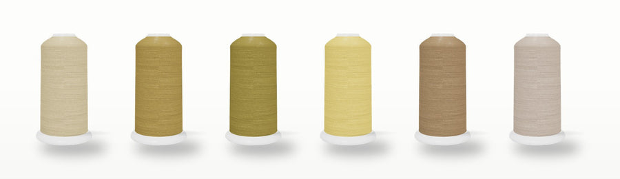SILKhee Tannin pack — polyester machine embroidery thread cones in the pack's colors