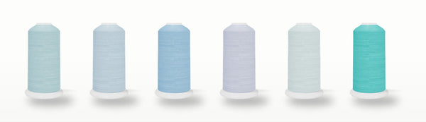 SILKhee Tidal pack — polyester machine embroidery thread cones in the pack's colors