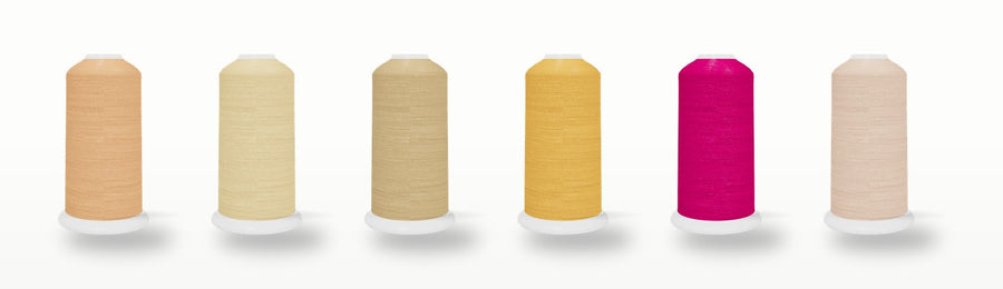 SILKhee Vintage pack — polyester machine embroidery thread cones in the pack's colors